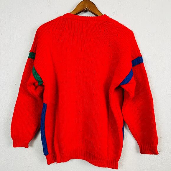 Vintage Jayson Younger Mid Mod Floral Print Sweater Long Sleeve Red - M - Picture 3 of 6